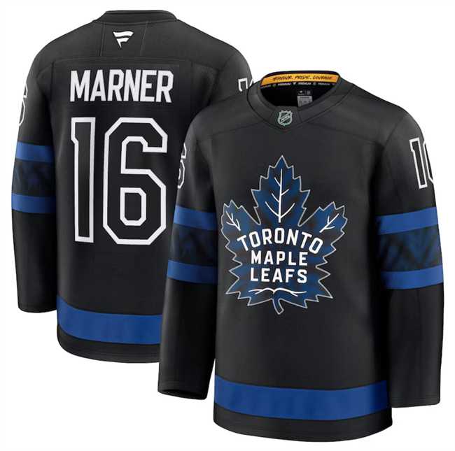 Mens Toronto Maple Leafs #16 Mitchell Marner Black 2024-25 Alternate Stitched Hockey Jersey Dzhi